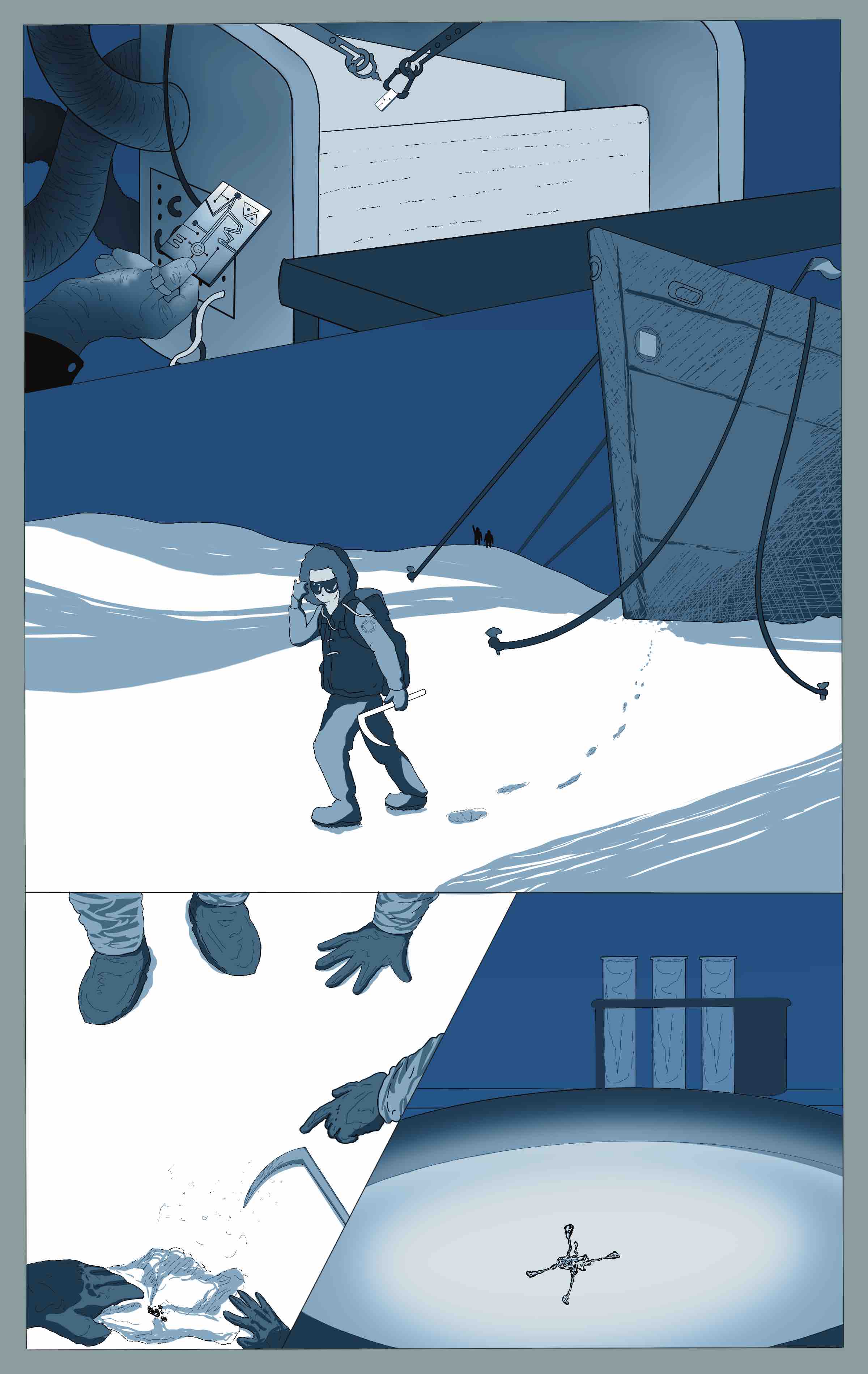 Fig. 4. The discovery of the Medusa virus buried beneath thick sheets of ice