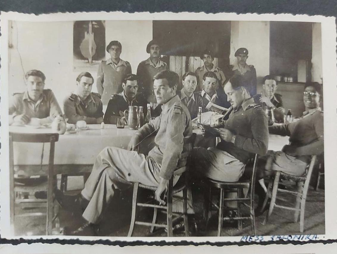 Figure 3. Ghazi and other CIH officers in the Mess in Salonika, Greece. R.G Hyder is seated on the third position from the left. R.G Hyder’s WWII archive